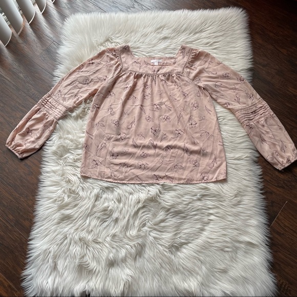 LC Lauren Conrad Shirred Peasant Top - Picture 2 of 8